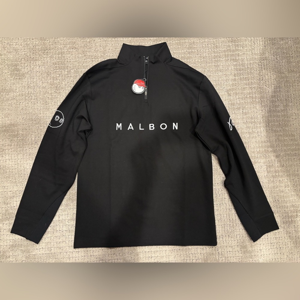 Malbon Golf Black 1/4 Zip Pullover Size Small/Medium